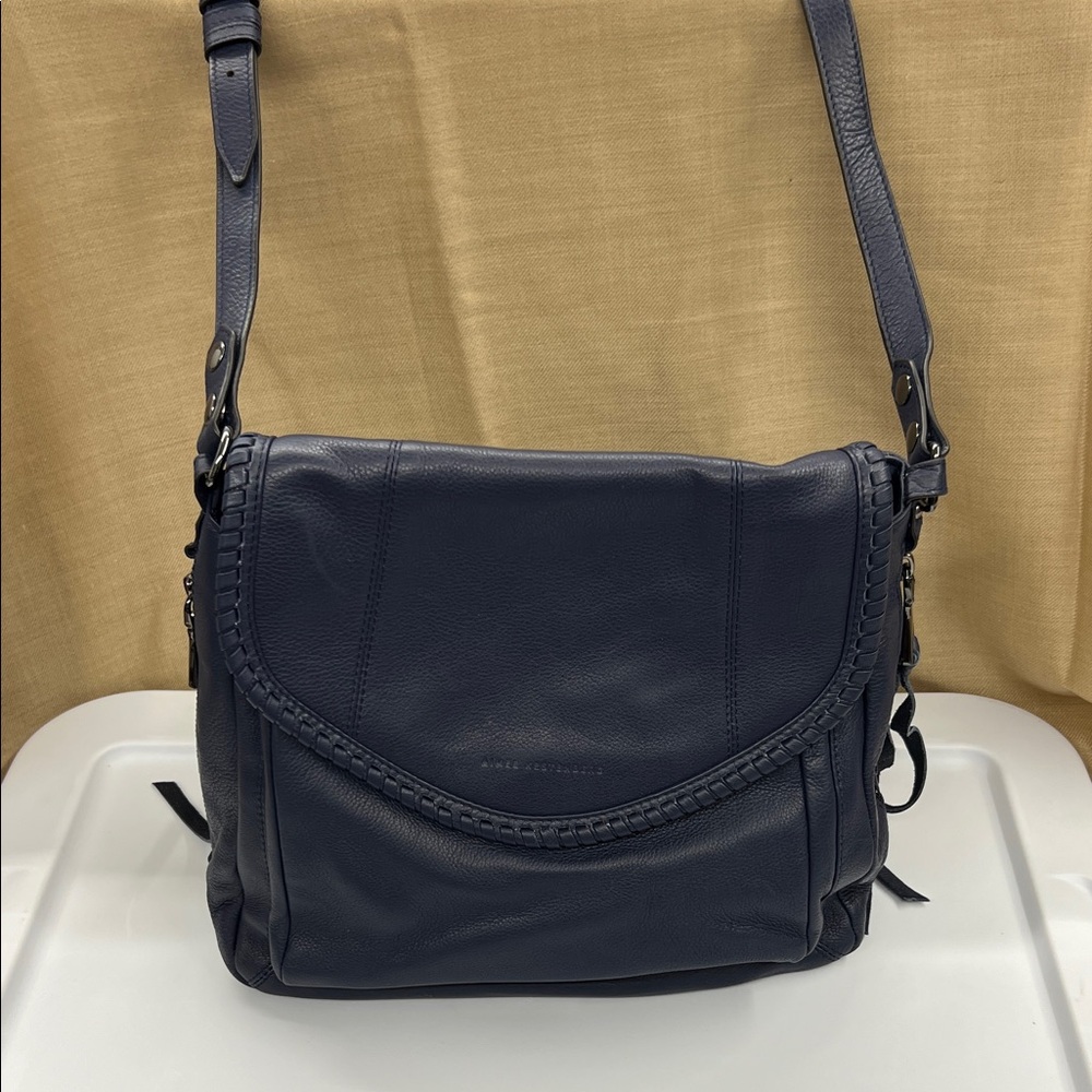 Aimee Kestenberg Navy Leather Shoulder Bag